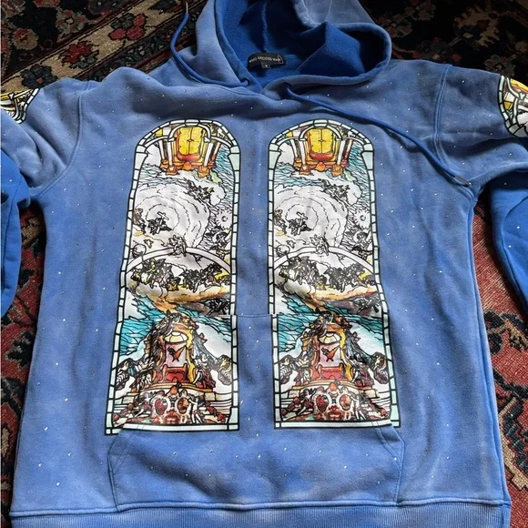 AUTH Who Decides War Washed Blue Graphic Hoodie - SMALL - Picture 7 of 11